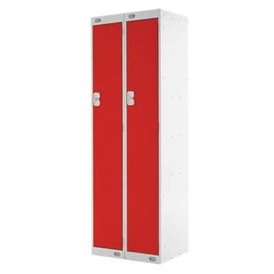 LINK51 Standard Mild Steel Locker with 1 Door Standard Deadlock Lockable with Key 2 300 x 450 x 1800 mm Grey & Red