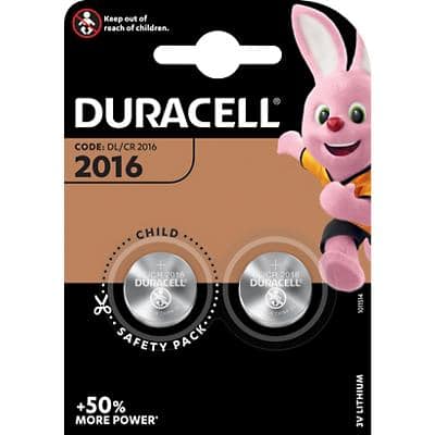Duracell Button Cell Batteries CR2016 3V Lithium Pack of 2