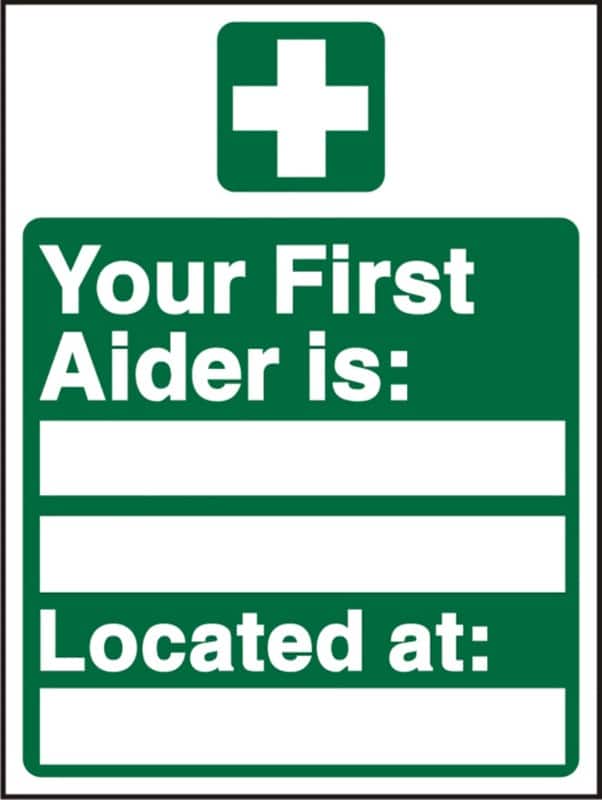 First Aid Sign First Aiders Adhesive Vinyl 20 x 15 cm