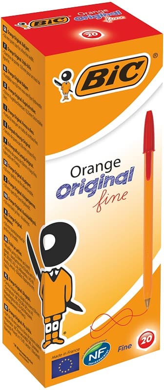 BIC Orange Original Orange Original Fine Ballpoint Pen Red 0.3 mm Fine Ballpoint Pack of 20
