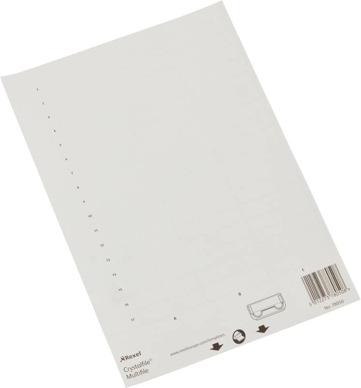 Rexel Crystalfile File Tab Printable Inserts White Cardboard 5.7 x 1.4 cm 51 Tab Inserts