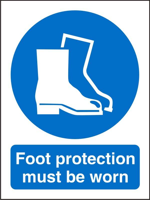 Mandatory Sign Foot Protection Wall Mounted PVC (Polyvinyl Chloride) 15 x 20 cm
