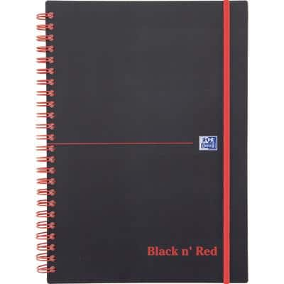 OXFORD Notebook Black n' Red A5 Ruled Spiral Bound PP (Polypropylene) Hardback Black, Red Perforated 140 Pages 70 Sheets