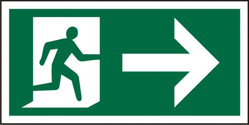 Fire Exit Sign Fire Exit Sign Right Adhesive PVC (Polyvinyl Chloride) 10 x 20 cm
