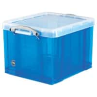Really Useful Box Plastic Storage 35 Litre Blue, Transparent 480 x 390 x 310 mm
