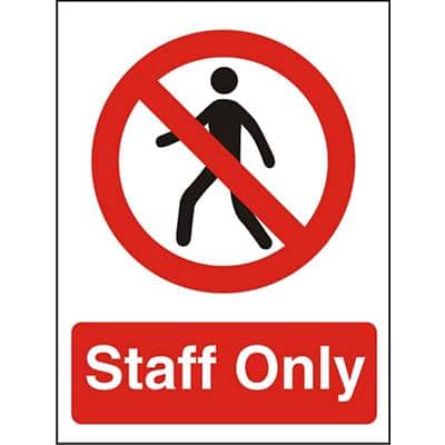 Prohibition Sign Staff Only PVC 15 x 20 cm