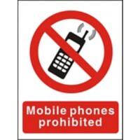 Prohibition Sign Mobile Phones Prohibited Self Adhesive PVC 15 x 20 cm