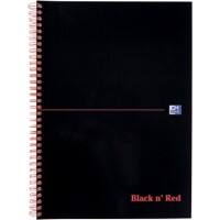 OXFORD Notebook Black n' Red A4 Ruled Spiral Bound Soft Cover Soft Cover Black, Red Perforated 100 Pages 50 Sheets