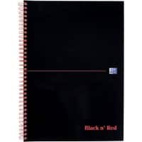 OXFORD Notebook Black n' Red A4 Ruled Spiral Bound Soft Cover Soft Cover Black, Red Perforated 100 Pages 50 Sheets