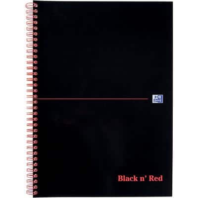 OXFORD Black n' Red A4 Wirebound Softcover Notebook Ruled 100 Pages