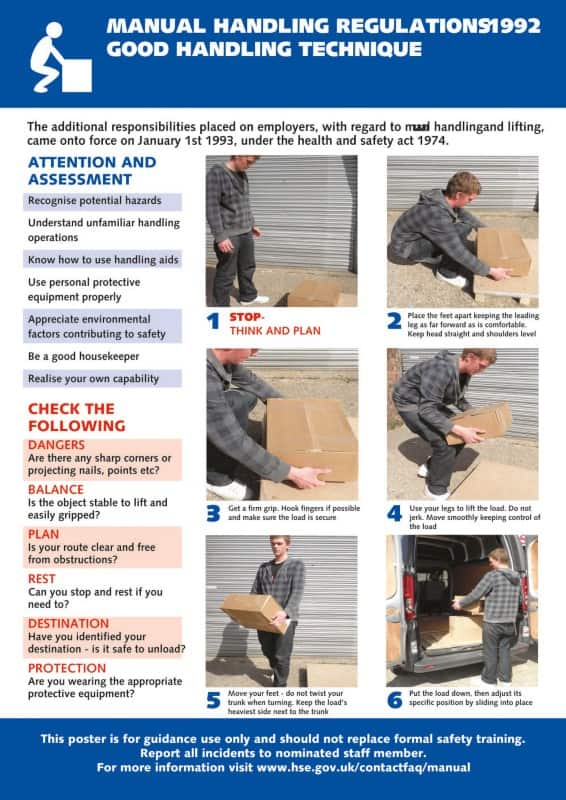 Health & Safety Poster Manual Handling PVC 59.4 cm