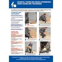 Health and Safety Poster Manual Handling Wall Mounted PVC (Polyvinyl Chloride) 59.4 cm