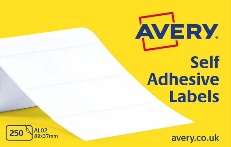 Avery AL02 Address Labels Self Adhesive 89 x 37 mm White 250 Labels