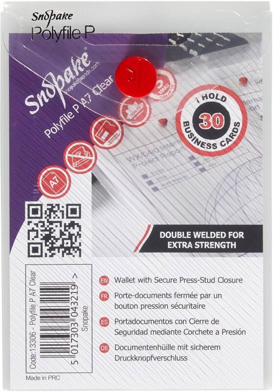 Snopake Document Wallet 13306 A7 PP (Polypropylene) 8 (W) x 11.5 (H) cm Transparent Pack of 5