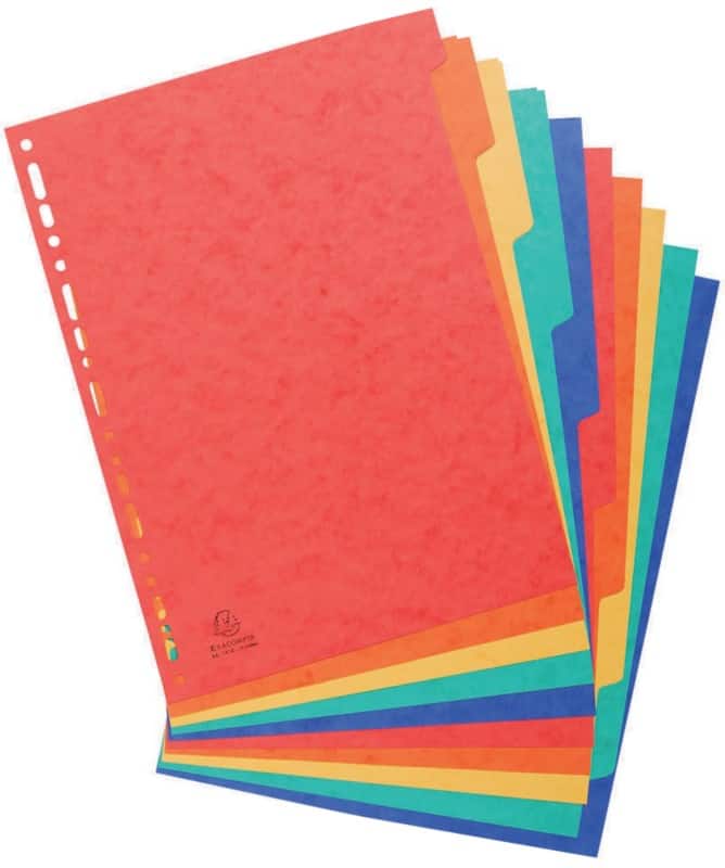 Europa Blank Blank Dividers A4 Assorted 10 Part Cardboard 19 Holes 4802Z