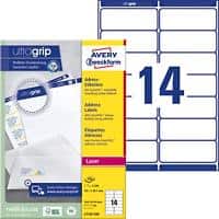 Avery L7163-250 Address Labels Self Adhesive 99.1 x 38.1 mm White 250 Sheets of 14 Labels