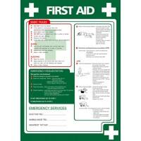 Health and Safety Poster First Aid Wall Mounted PVC (Polyvinyl Chloride) 59.4 x 42 cm