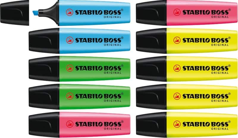 STABILO BOSS ORIGINAL 70/10-1 Highlighter Assorted Medium Chisel 2 - 5 mm Refillable Pack of 10