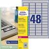 Avery L6009-20 Resistant Labels Self Adhesive 45.7 x 21.1 mm Rectangular Silver 20 Sheets of 48 Labels