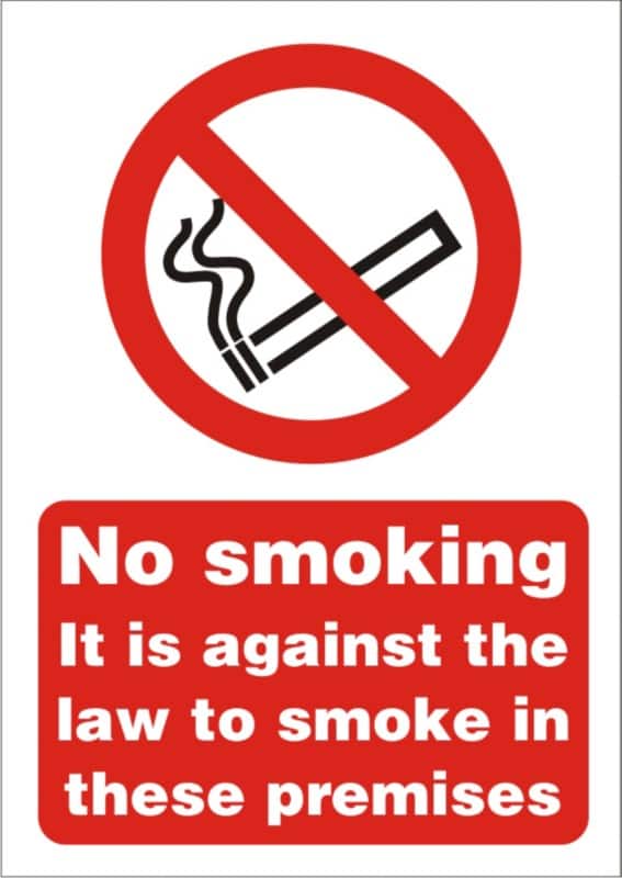 Warning Sign No Smoking Adhesive Plastic 14.8 x 21 cm