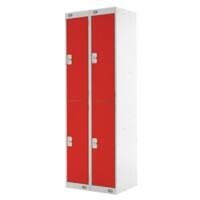 LINK51 Steel Locker 2 Doors 2 nests Key lock 600 x 450 x 1,800 mm Grey, Red