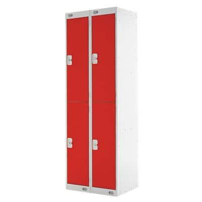LINK51 Standard Mild Steel Locker with 2 Doors Standard Deadlock Lockable with Key 2 300 x 450 x 1800 mm Grey & Red