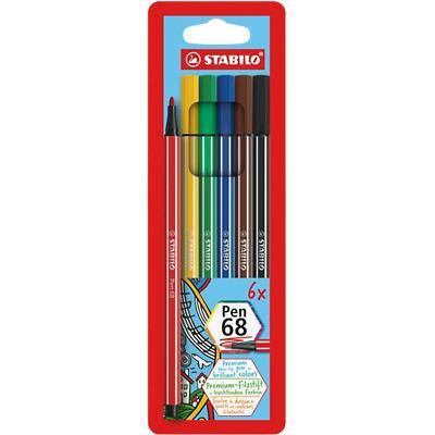 STABILO Pen 68 Premium Fibre Tip Pens Assorted Pack of 6