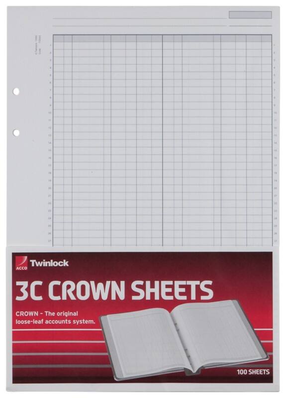 Rexel Twinlock Crown 3C Refill Sheets 75843 Double Cash Ledger 23 x 32.4 cm White 100 Sheets