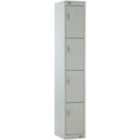 LINK51 Standard Mild Steel Locker with 4 Doors Standard Deadlock Lockable with Key 300 x 450 x 1800 mm Grey