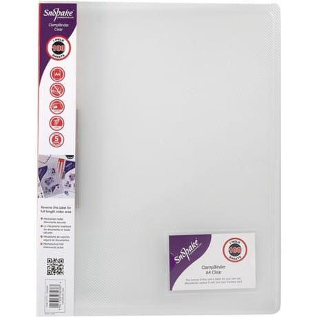 Snopake original Clamp Binder A4 20 mm Clear | Viking Direct UK