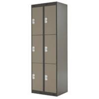 LINK51 Standard Mild Steel Locker with 3 Doors Standard Deadlock Lockable with Key 2 300 x 450 x 1800 mm Coffee & Cream