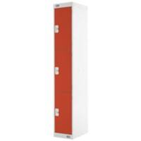 LINK51 Steel Locker 3 Doors 1 nest Key lock 300 x 450 x 1,800 mm Grey, Red