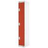 LINK51 Standard Mild Steel Locker with 3 Doors Standard Deadlock Lockable with Key 300 x 450 x 1800 mm Grey & Red
