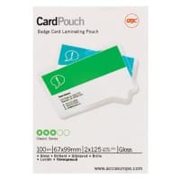 GBC Laminating Pouches Glossy 2 x 125 (250 Micron) ID 67 x 99 mm Pack of 100