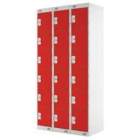 LINK51 Standard Mild Steel Locker with 6 Doors Standard Deadlock Lockable with Key 3 300 x 450 x 1800 mm Grey & Red