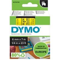 Dymo D1 S0720790 / 43618 Authentic Label Tape Self Adhesive Black Print on Yellow 6 mm x 7m