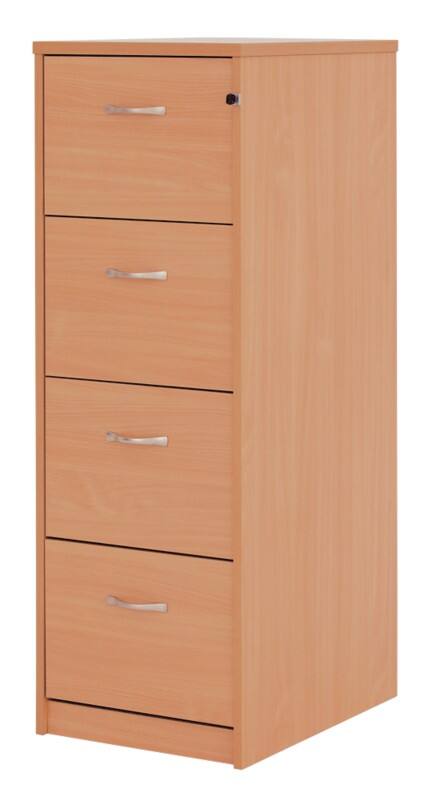 Dams Filing Cabinet with 4 Lockable Drawers Deluxe 480 x 650 x 1360mm Beech