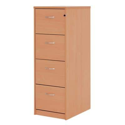 Dams Filing Cabinet with 4 Lockable Drawers Deluxe 480 x 650 x 1360mm Beech