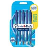 PaperMate Retractable Ballpoint Pen FlexGrip Ultra 0.5 mm Blue Pack of 5