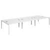 Dams International Rectangular Triple Back to Back Desk with White Melamine Top and White Frame 4 Legs Connex 4200 x 1600 x 725mm