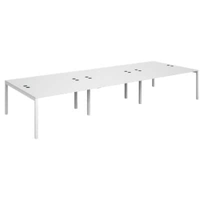 Dams International Rectangular Triple Back to Back Desk with White Melamine Top and White Frame 4 Legs Connex 4200 x 1600 x 725mm