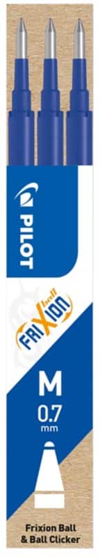 Pilot FriXion Ball Clicker Rollerball Pen Refill 0.35 mm Medium Blue Pack of 3