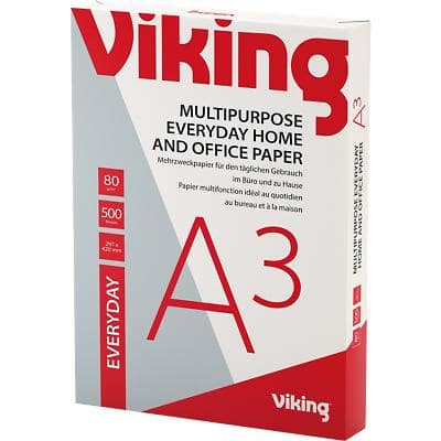 Viking Everyday A3 Copy Paper 80 gsm Smooth White 500 Sheets