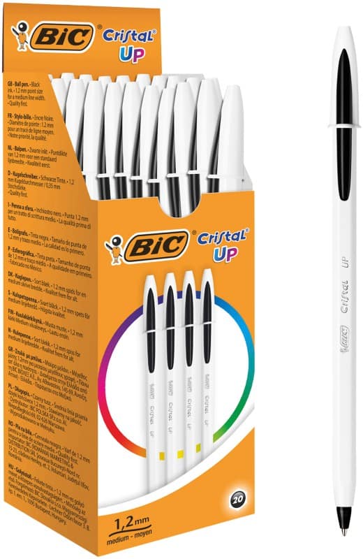 BIC Cristal Up Ballpoint Pen Black 0.35 mm Medium Ballpoint Pack of 20