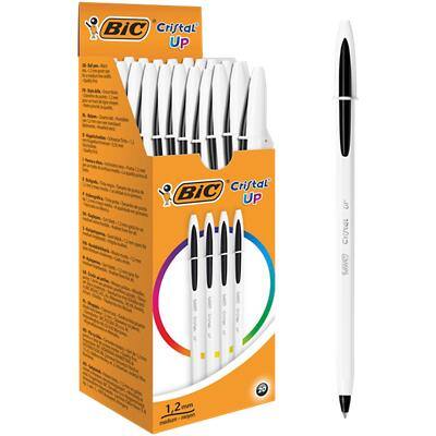 BIC Cristal UP Ballpoint Pen Grip Medium 0.35 mm Black Pack of 20 ...