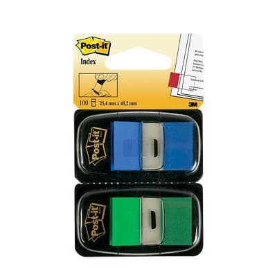 Post-it Index Flags 23.8 x 43.2 mm Blue, Green 50 x 2 Pack