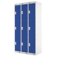 LINK51 Steel Locker 3 Doors 3 nests Key lock 900 x 450 x 1,800 mm Blue, Grey