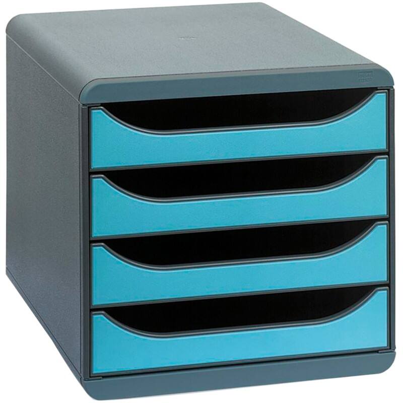 Exacompta Classic Desktop Drawers PS (Polystyrene) Blue, Grey 4 Drawers 34.7 x 26.7 x 27.8 cm A4+