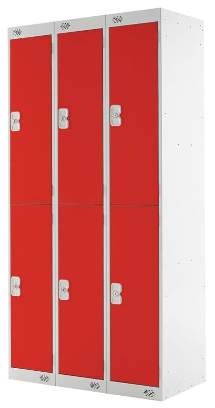 LINK51 Steel Locker 2 Doors 3 nests Key lock 900 x 450 x 1,800 mm Grey, Red