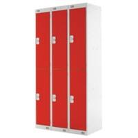 LINK51 Steel Locker 2 Doors 3 nests Key lock 900 x 450 x 1,800 mm Grey, Red